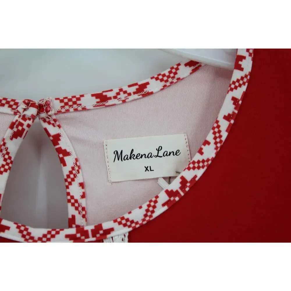 Makena Lane Holiday Lounge Dress Size XL Red New